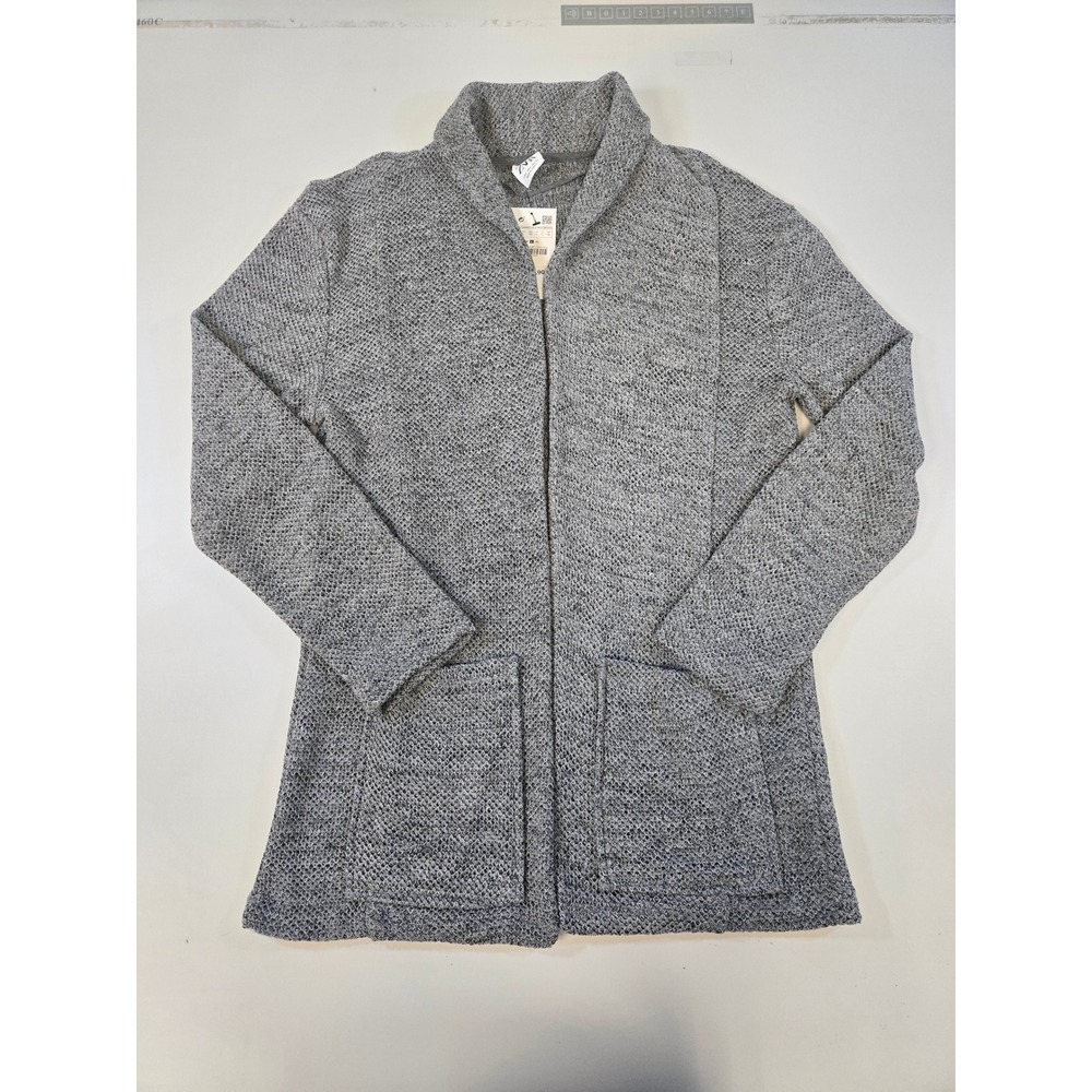Zara Man Grey Textured Shawl Collar Open Front Cardigan Sweater Large NWT
